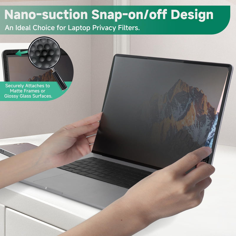 Nano-Suction Laptop Privacy Screen 14 Inch 16:10, Removable Screen Privacy Shield for Laptop, Anti Glare, Anti Bule Light, Screen Protector for Lenovo HP Dell Acer Asus Thinkpad 14 inch(16:10)
