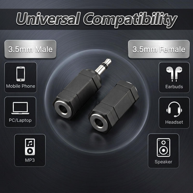 cobee 4 Pcs 3.5mm Mono to Stereo Adapter | 1/8 Inch TS Mono Male Plug to TRS Stereo Female Jack Audio Converter for Headphone Radio