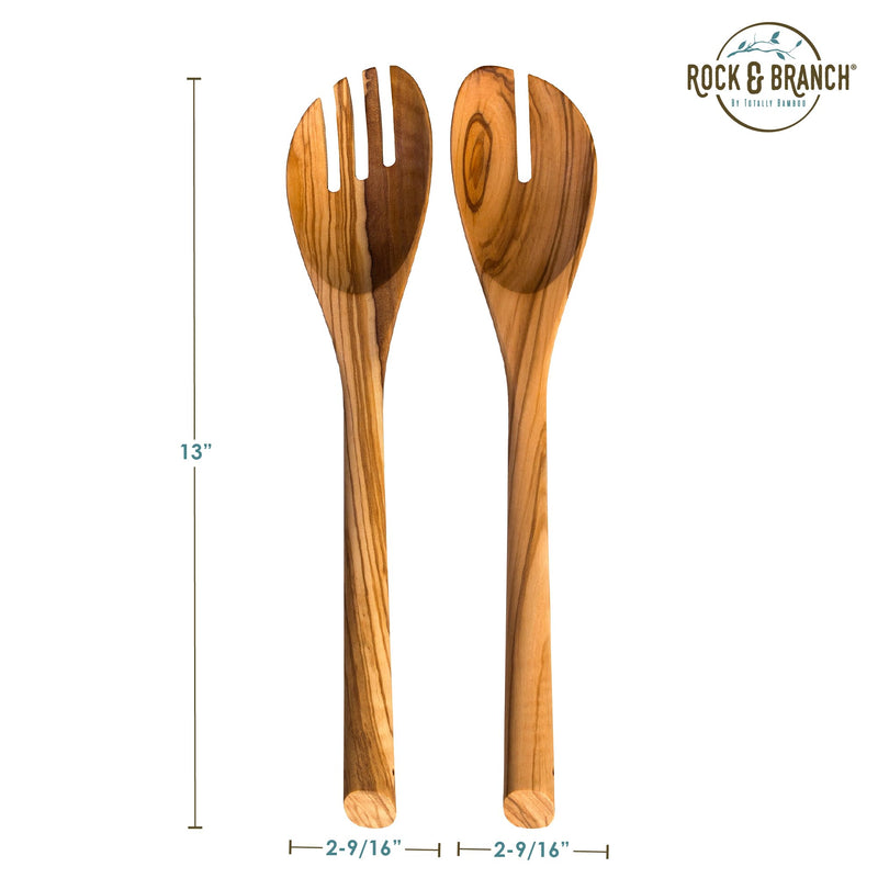 Rock & Branch Olive Wood Salad Serving Utensils, Great for Tossing and Serving Salad, Pasta and More