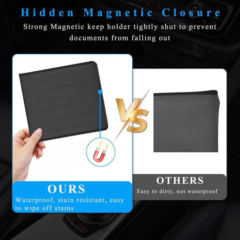 Kewucn 2 Pack Car Registration Insurance Holder, 10.55''×4.8'' Essential Auto Card Glove Box Organizer, Vehicle Interior Accessories Perfect for Most Car, Truck, SUV(Black) Black 2 PCS