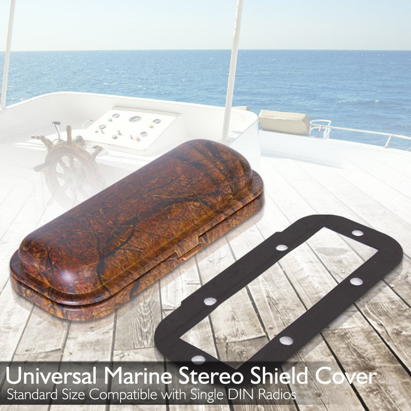 Pyle Water Resistant Marine Stereo Cover - Heavy Duty Boat Radio Protector Shield with Flip-up Door & Spring Loaded Release - Universal Size Compatible with Single DIN Radios - PLMRDKC1