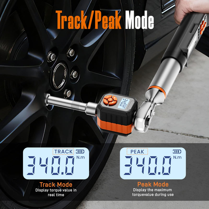 1/2" Digital Torque Wrench Adapter Set, 12.54-250.8 Ft.lb/17-340 N.m Electronic Torque Adapter with Buzzer & LED Indicator for Automotive Motocycle Car Repair Black 12.54-250.8 Ft.lb/17-340 Nm Adapter