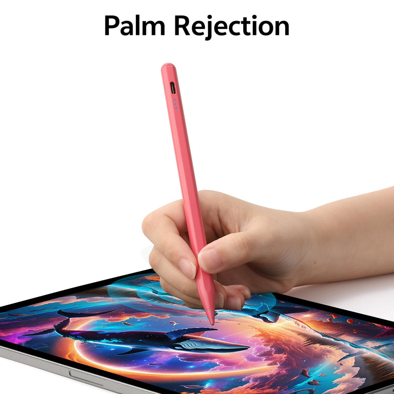 Stylus Pen for iPad, Pencil for Apple iPad A16 11th/10th/9th/8th/7th/6th Generation, iPad Air M4/M3/M2/5/4/3 Gen, iPad Pro M5 M4 13/11/12.9 inch, iPad mini A17 Pro 7/6/5th Fast Charge (Pink) Pink