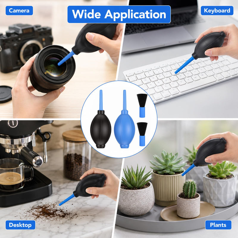 2 pcs Air Blower with Soft Brush Silicone Super Blower Blaster Pump | Dust Camera Lens Cleaner Manual Rubber Bulb Air Pump Dust Cleaner for Digital Sensor Screens Keyboards Telescope