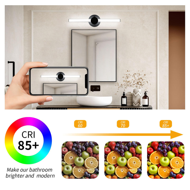 Wall Light Fixture, LED Bathroom Vanity Light Fixtures, Matte Black Modern Dimmable Wall Sconces Lamp for Powder Room, Hallway, Bathroom, Laundry Room, 20inch Cool White 5700K- ETL CERT 20 inch-1pack