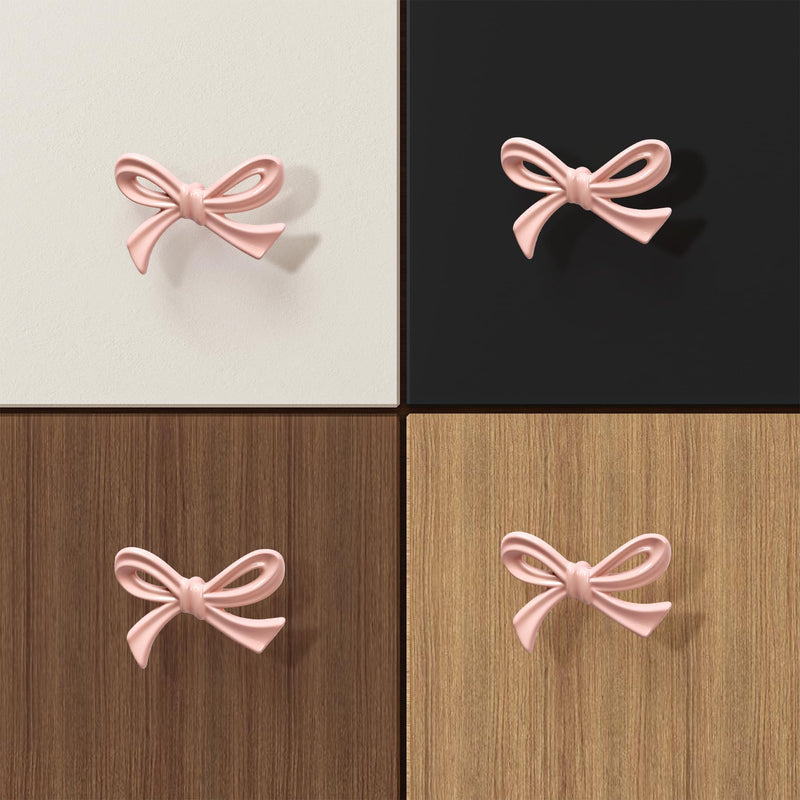 8 Pack Pink Bow Dresser Knobs, Large Decorative Cabinet Drawer Pull Handles for Girls Bedroom and Nursery Room Decor Big-8 Pack