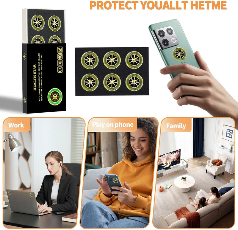 EMF Blocker for Cell Phones Stickers Neutralize Shield Protection cased and Electronic Devices WiFi 5G Tablets Laptops Computers (6 Pcs Golden) 6
