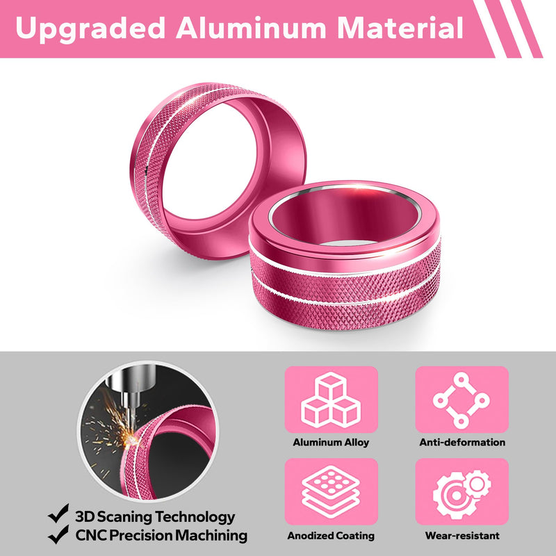 for Honda Civic 2022-2026, CRV/HRV/Accord 2023-2026, Acura Integra 2023-2025 & ADX 2025 Accessories, 6pcs Aluminum Alloy Knob Cover Trim Set - Push Start, AC & Hazard Light (Pink) Pink
