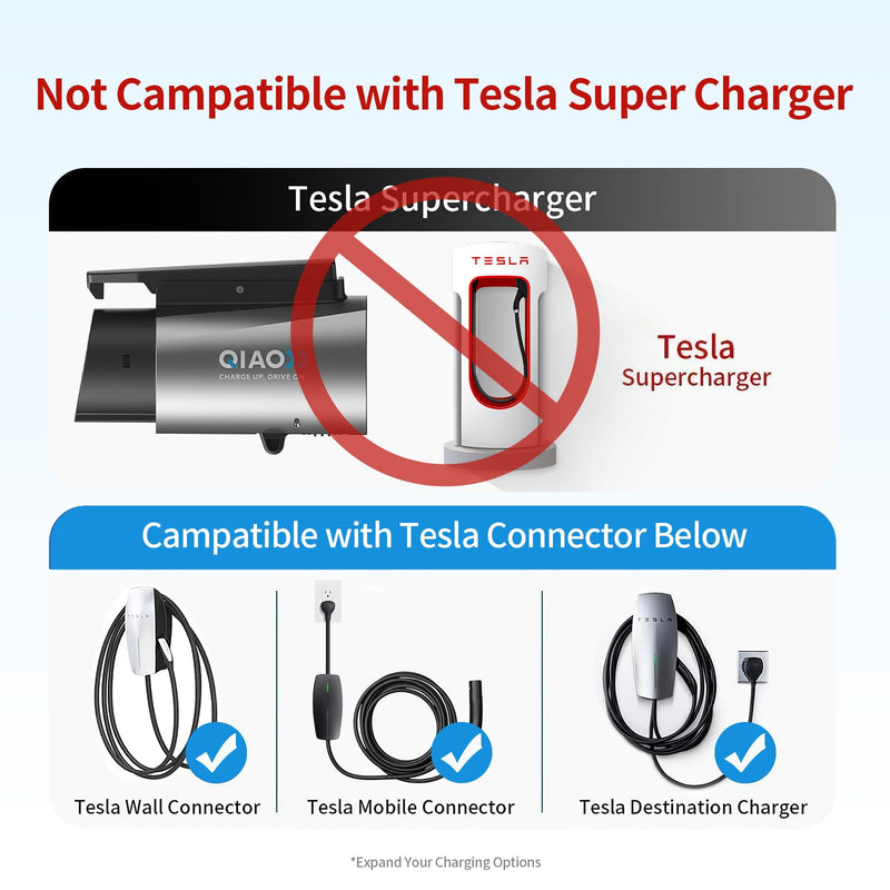 QIAO Fit for Tesla to J1772 Adapter, Up to 80Amp 250V Converter - Silver Plated NACS to J1772 Level 2 EV Efficient Charging Adapter, Compatible with Tesla Wall/Destination/Mobile Connectors