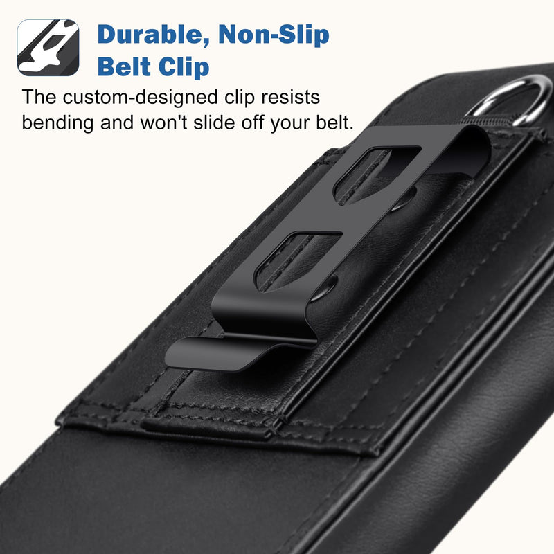 Leather Phone Holster with Belt Clip for Galaxy S20-S26 Ultra Black | Secure Magnetic Closure, Bottom Charging Opening, Durability, for Outdoor Business Professionals Construction Workers X-Large