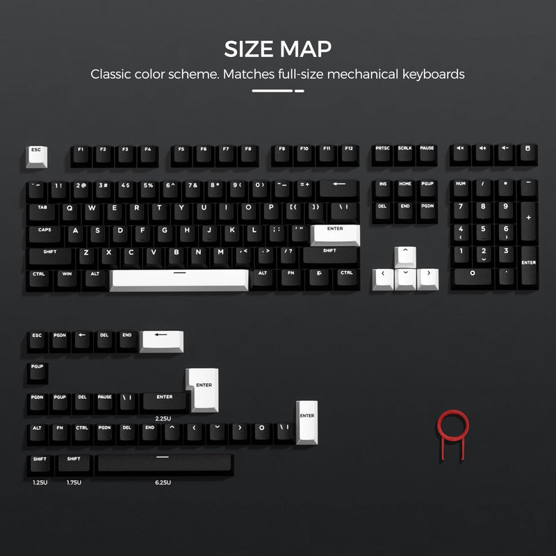 XVX PBT Double Shot Keycaps Set 138 Keys Cherry Profile Custom Key caps | 60 65 75 100 Percent for 61/64/68/84/87/100/104/108 Retro Gaming Black and White Mechanical Keyboard, Black