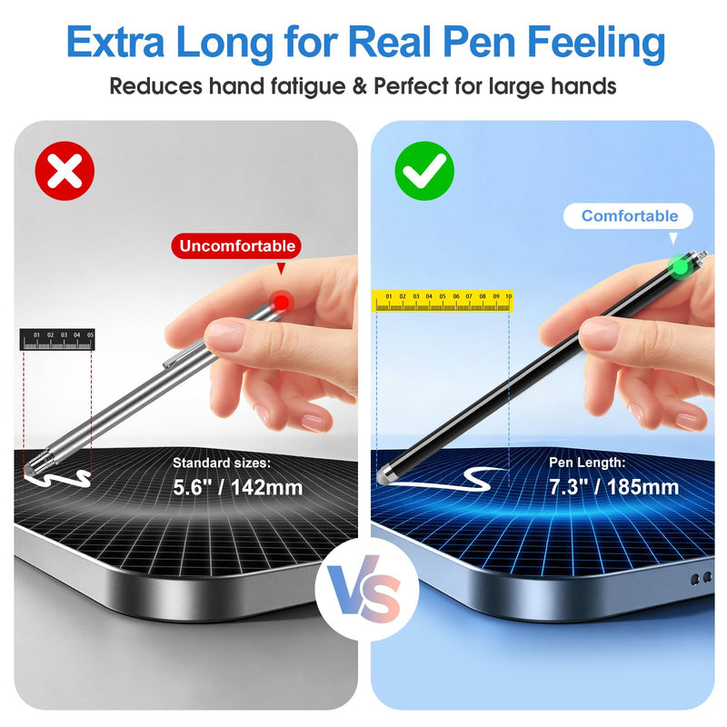 Long Stylus 5-Pack Capacitive Pen for Touchscreen, Universal Stylus Pens | for iPad iPhone Android Tablet & Laptop Touch Screens, High Sensitivity & Smooth nibs Fiber mesh Extra Long Stylus