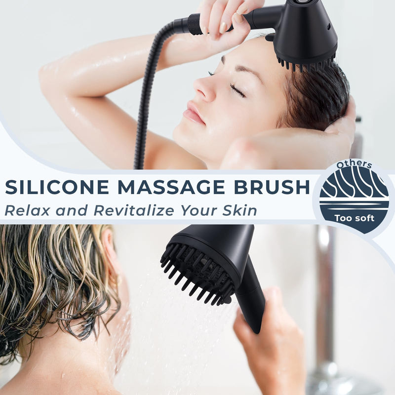 Ryamen 2026 Magnetic Filtered Shower Head with Handheld– High Pressure Showerhead with Power Wash Mode, Chlorine Removal, Massage Brush, Pressure Adjustable, One-Touch Pause (Matte Black)