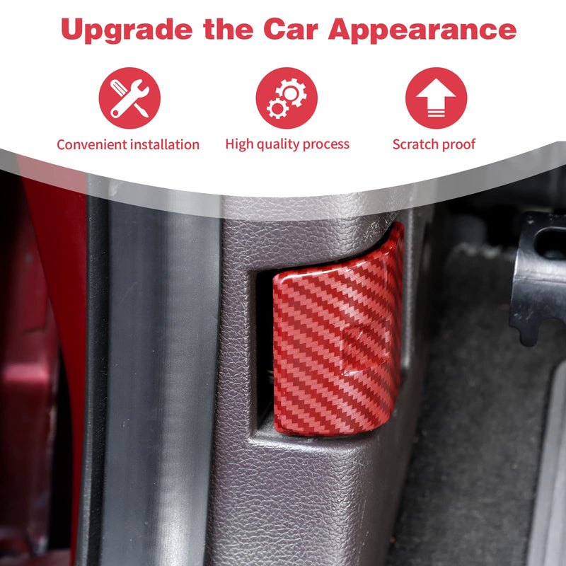 for F150 Red Carbon Fiber Hood Release Switch Latch Trim Cover for Ford F150 2009 up Red Carbon Fiber Grain Interior Accessories