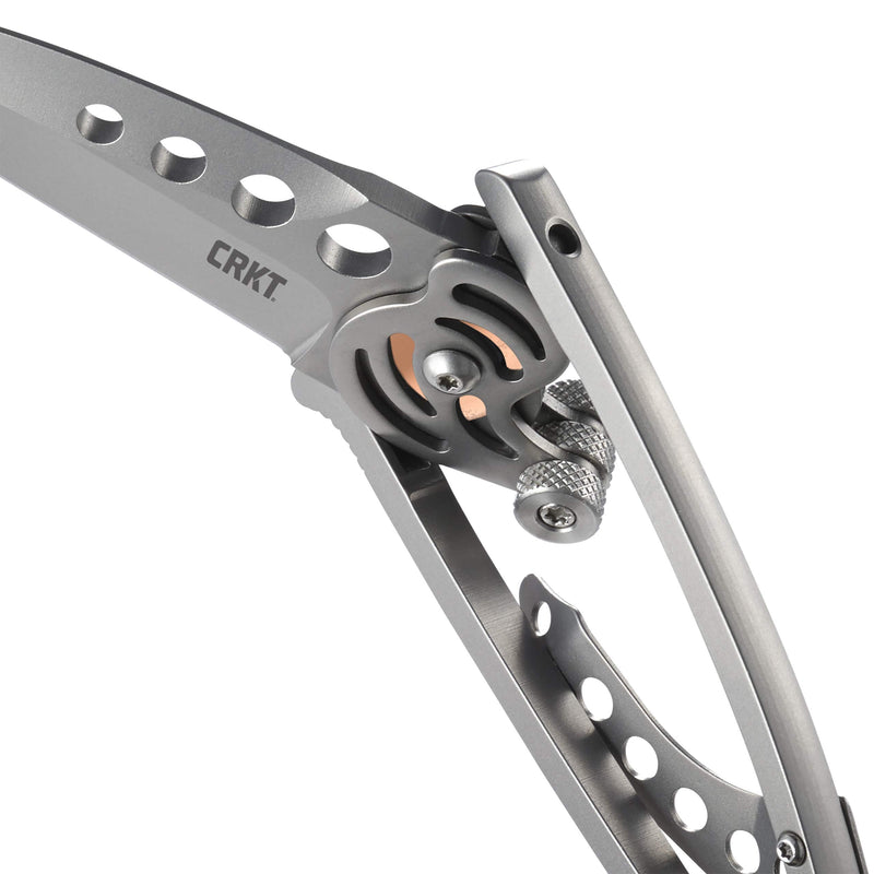 CRKT Snap Lock Everyday Carry EDC Pocket Folding Knife with Snap Lock: Stainless Steel Plain Edge Blade, Stainless Steel Handle, Pocket Clip, 5102N Gray