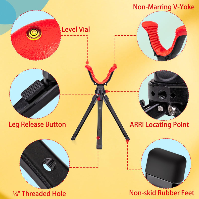Zeadio Camera Tripod Rest, 2.4-8.7 inch AdjustableTripod Portable Rest Stand with 360 Degree Rotation V Yoke for All Camera