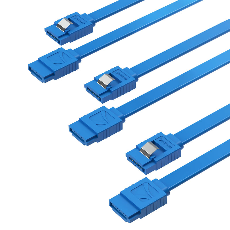 SABRENT SATA III (6 Gbit/s) Straight Data Cable with Locking Latch for HDD/SSD/CD and DVD drives (3 Pack 20 Inch) in Blue (CB-SFB3)