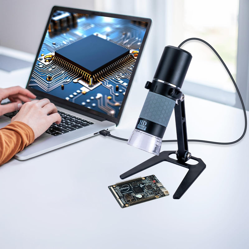 Jiusion 1080P USB Digital Handheld Microscope, 50 to 1000x Magnification Endoscope Full HD 1920x1080P Camera 8 LEDs with Metal Stand for iPhone iPad Android Mac Windows Linux Chrome Black/Grey