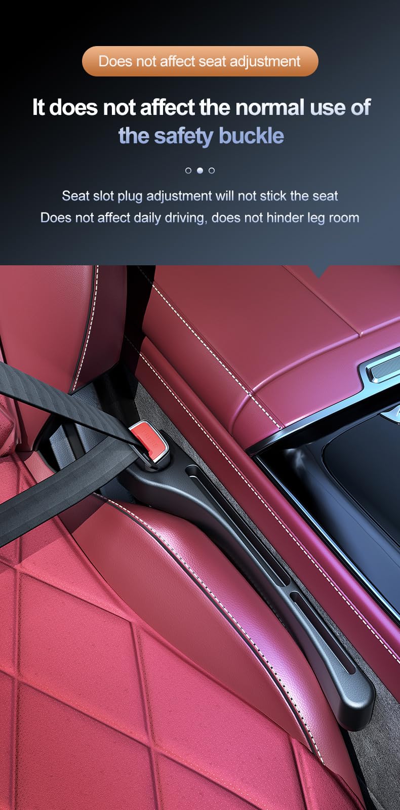 Car Seat Gap PU Filler Set of 2，Stop Things from Dropping，Filler with Organizer & Hook Function,Fill The Gap Between Seat & Console (Black) black