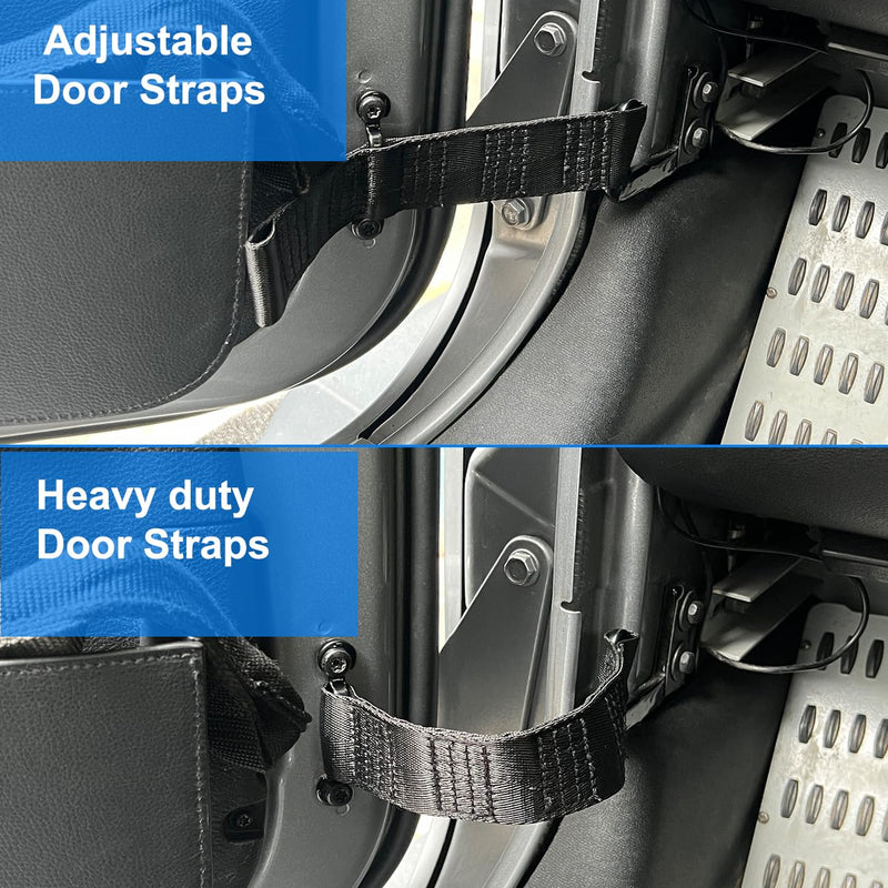 Door Straps for Jeep Wrangler TJ YJ JK JKU JL JLU 1987-2025,Adjustable Door Limiting Check Straps for Jeep Wrangler,Black(Pack of 2),Load 1000 Lb