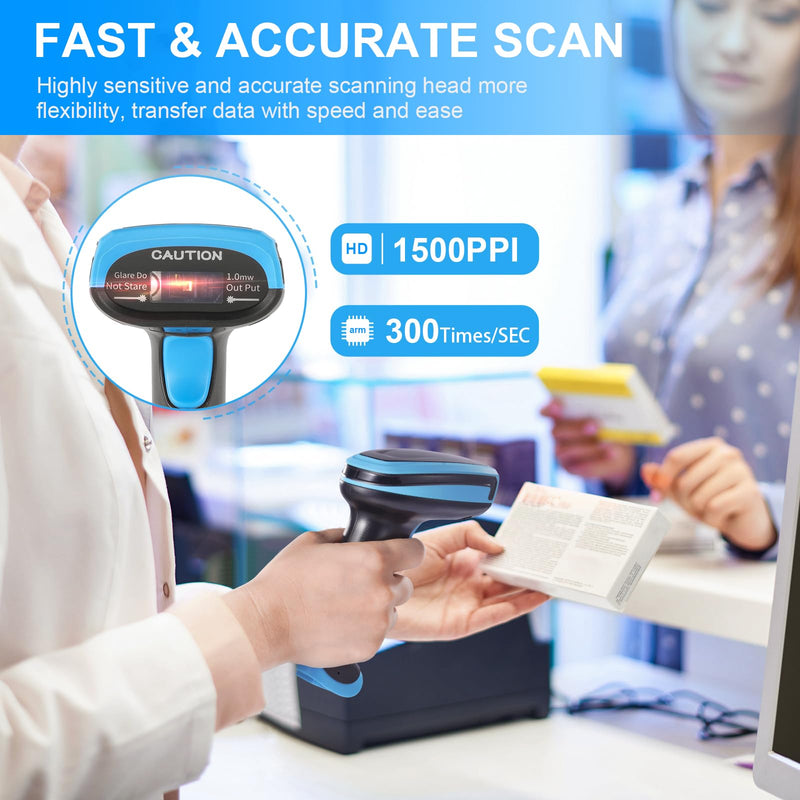 1D Barcode Scanner, Onewscan Wireless Laser Bar Code Scanners with Stand 2.4G Wireless & USB Wired Connection Plug and Play Handheld Bar Code Reader 652wl