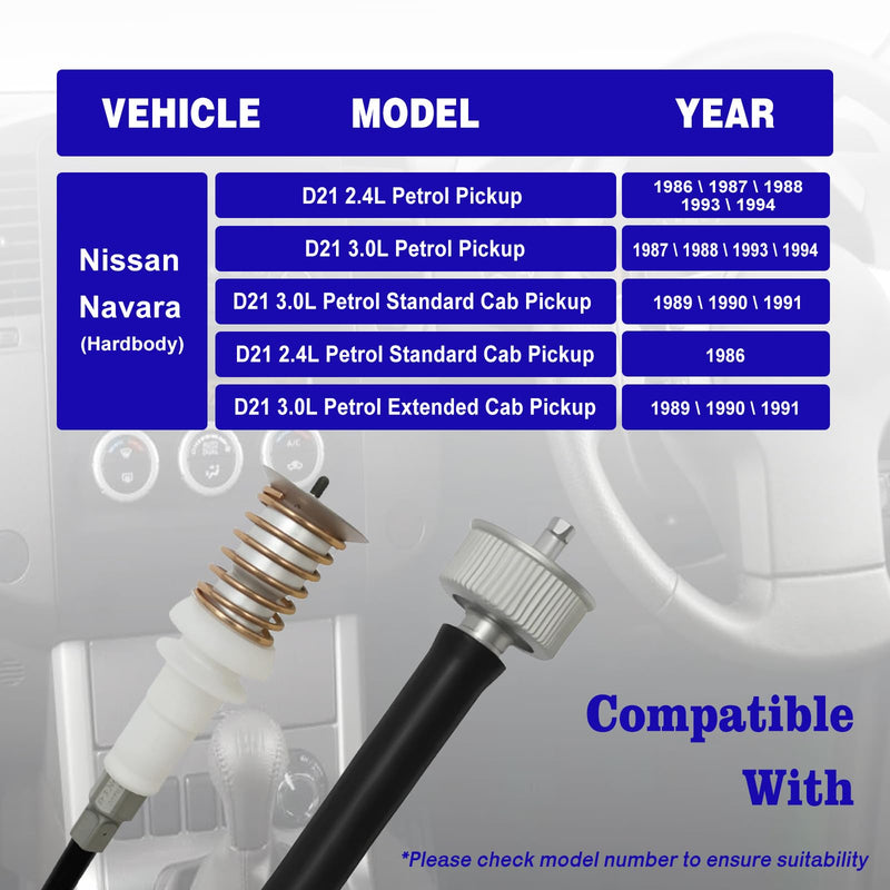 Speedometer Cable Compatible with 1986-1994 Nissan Navara Hardbody D21 Petrol Pickup, Replacement for 25055-22G01, 2505522G01, Length 72"