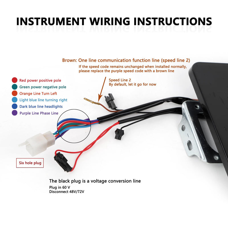 Minho 48V-72V Display Control Panel Digital Speedometer for Electric Scooter Bicycle E-Bike,Square Instrument Square