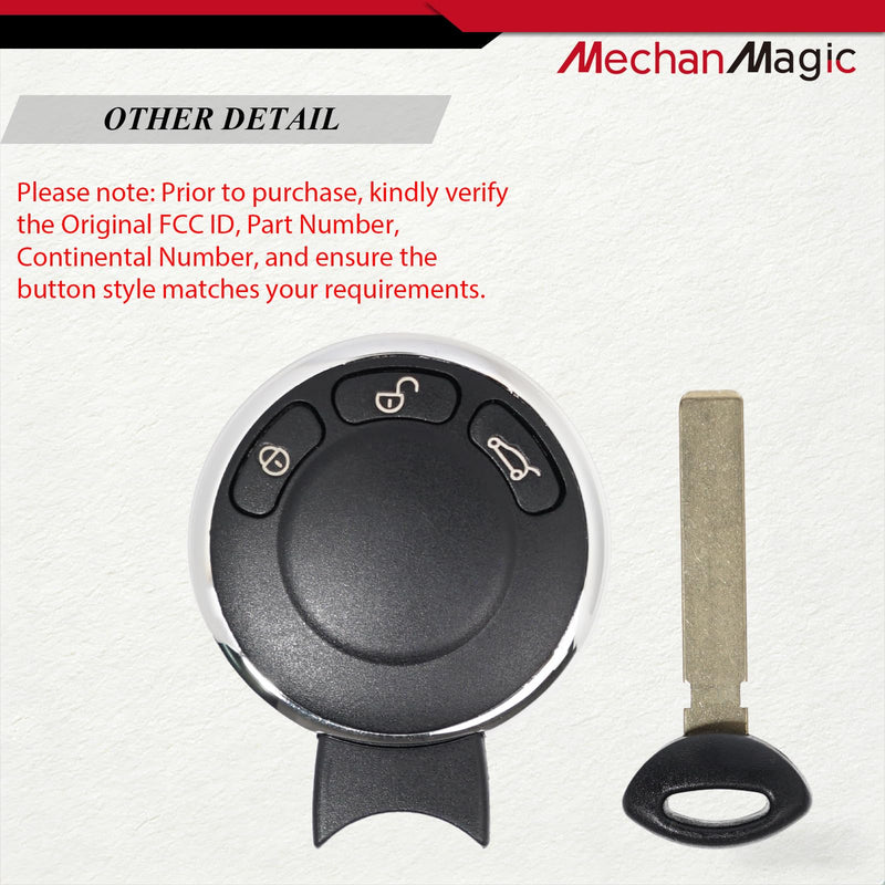 Key Fob Replacement Fits for Mini Cooper Countryman Paceman | 2006-2014 KR55WK49333 Keyless Entry Remote Control 3 Button Smart Key (Set of 2)
