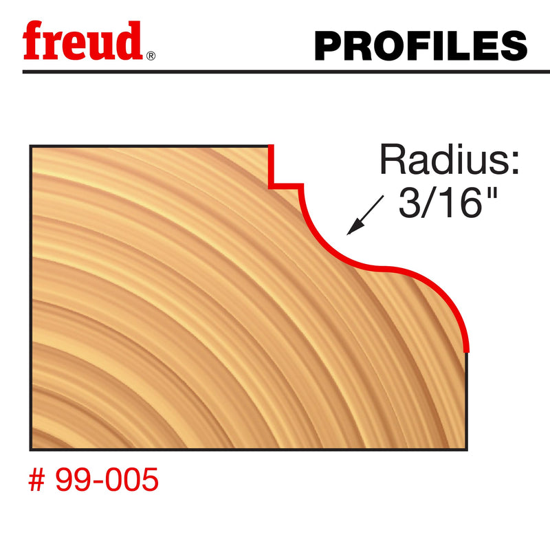 Freud Classical Roman Ogee Bit for Decorative Edge Treatment - Ideal for Cabinets, Molding, and Furniture - 1-3/8" Quadra-Cut Diameter, 1/2" Shank - 99-005