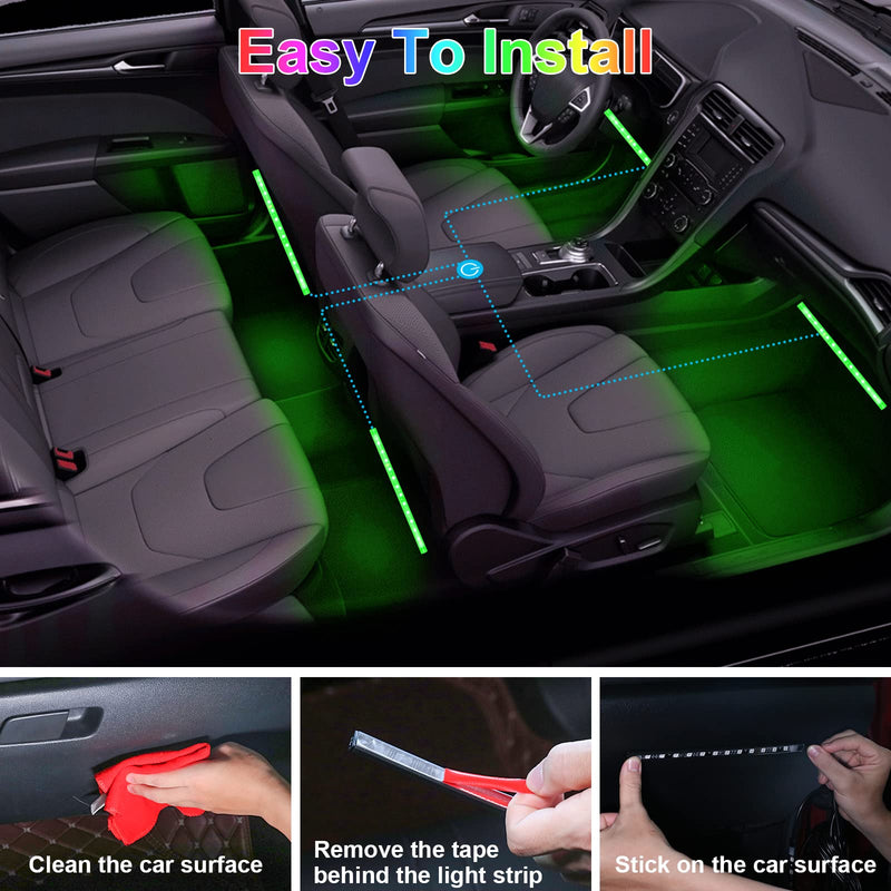 Smart Led Interior Car Under Dash Lights with APP Rhythm Light Strip Multicolor led Car Lights Kits, Sync Music,5V USB Car Led Lights 5V RGB+APP
