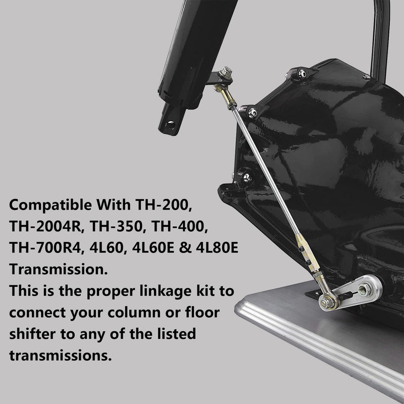 Transmission Column Shift Linkage Kit Compatible With GM TH-200, 200-4R, TH-350, TH-400, 4L60, 4L60E, 4L80E & 700-R4 Transmission With 21″ stainless steel rod