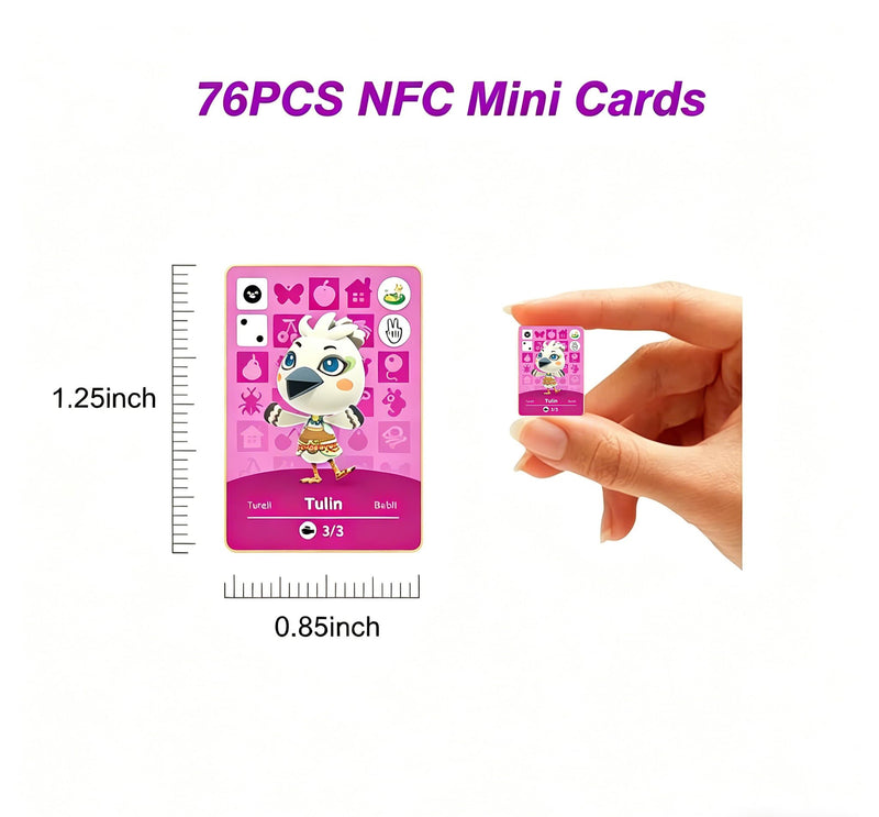 76PCS NFC Mini Villager Cards with Storage Box (Includes New 4PCS Surprise Cards)