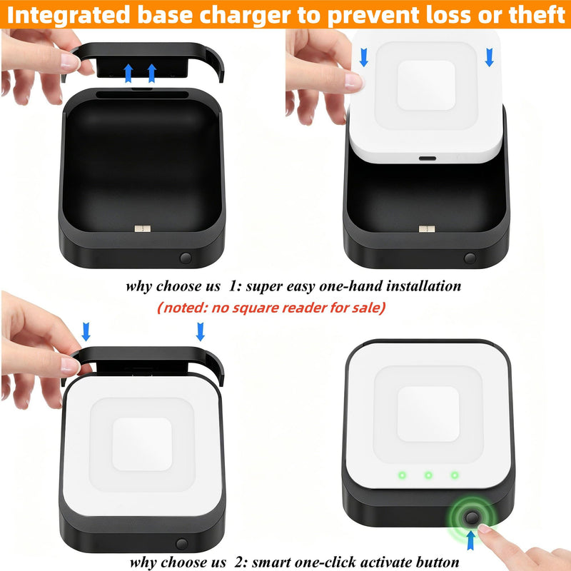 Square Dock for Square Reader 2nd Generation, Holder Stand for Square Card Reader 2nd Generation, Smart Anti-Sleep Button Portable Anti-Slip (No Reader, Cable and Wall Charger Included Only