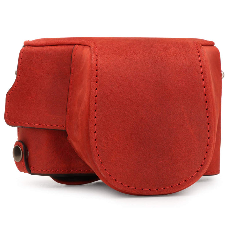 MegaGear MG1699 Ever Ready Genuine Leather Camera Case Compatible with Leica D-Lux 7 - Red