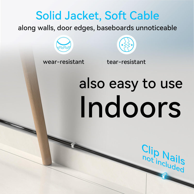 Cat6a Ethernet Cable Slim 200ft Outdoor&Indoor, 28AWG Pure Copper Cat6 Internet Cable for Waterproof & Direct Burial, Flexible Cat6 Ethernet Cable 10G 550MHZ, Cat 6 Network cable for Indoor Black