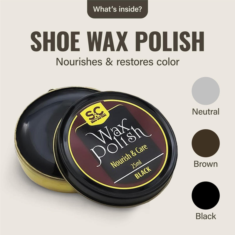 Stone and Clark Original Shoe Polish & Care Kit - Leather Shoe Shine Kit for Men & Women Dark Brown