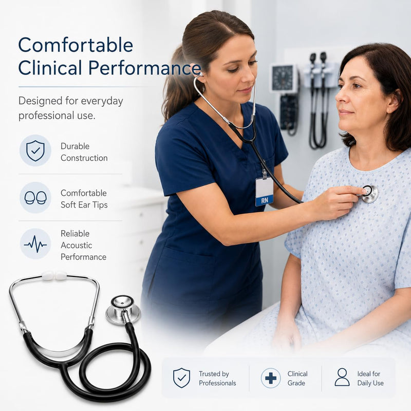 Novamedic NM-9288-BK Classic Black Dual Head Stethoscope, 22-Inch Adult Size Medical Stethoscope for Nurses, Doctors, EMTs, Nursing Students, Clinics, Nursing Homes, Cardiology & General Diagnostic Use