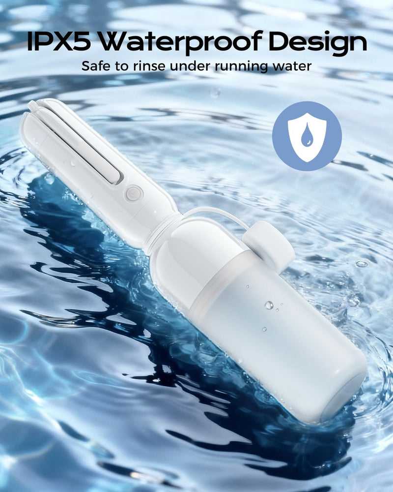 ESSAGER Portable Bidet for Travel, Foldable & Rechargeable Handheld Sprayer–Waterproof with 2 Pressure Modes, 350ml Expandable Bottle for Women, Men, Baby, Postpartum & Personal Hygiene(White) White