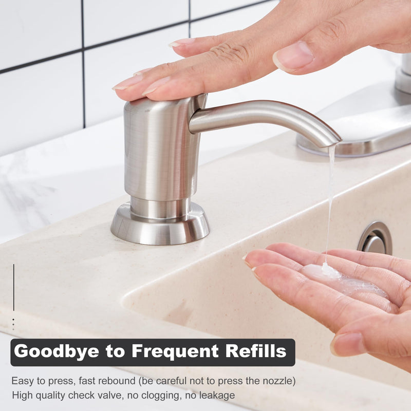 GAGALIFE Built in Counter Soap Dispenser (Brushed Nickel) for Kitchen Sink and Extension Tube Kit, Anti-Leakage Upgrade with 40" Tube No More Top Refill Brushed Nickel