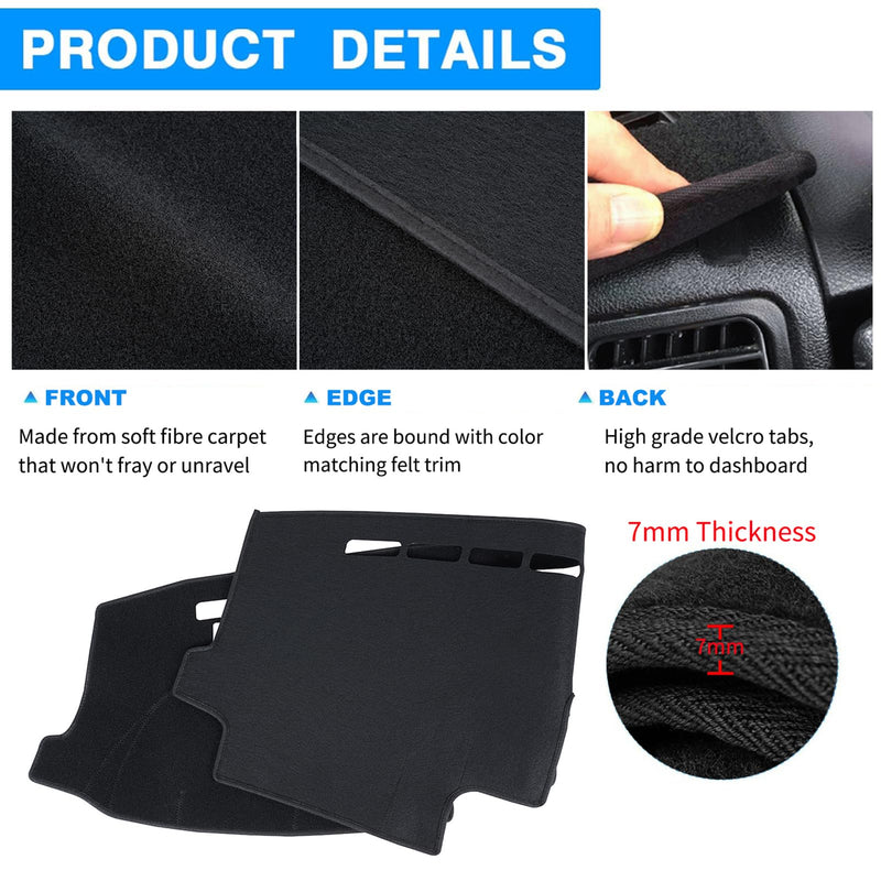 Dashboard Cover Custom Fit for Ford F150 2015-2020 /F250 F350 F450 Superduty 2017-2022 / Expedition 2018-2021 with Light Sensor,Dash Cover Mat Pad Carpet Protector (Black) Black