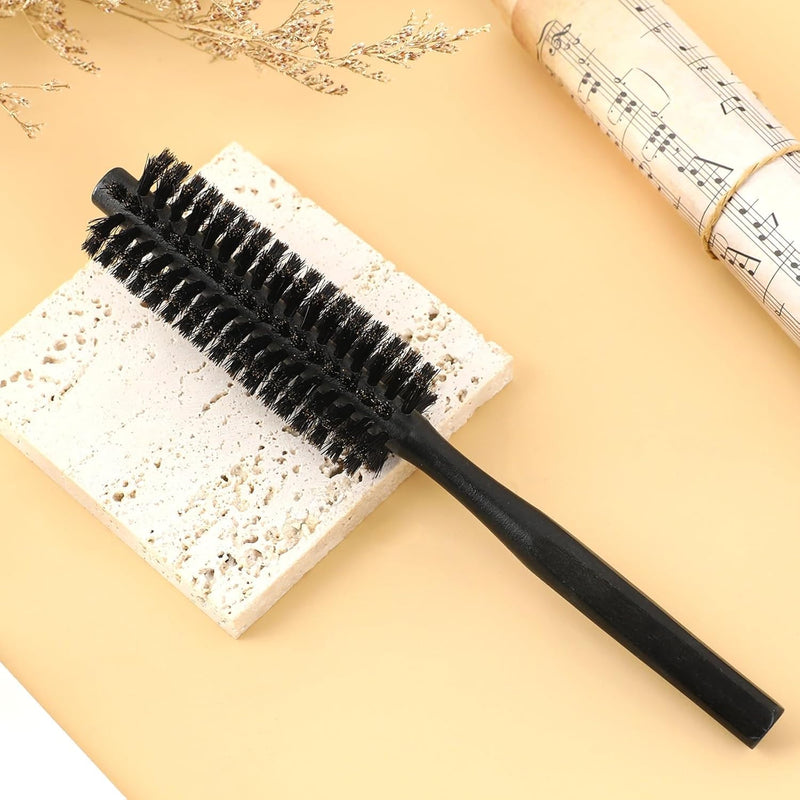  [AUSTRALIA] - Bristle Brush Hair Roller for Men and Women Small Round Hair Brush Beard Brush for Men (Black)