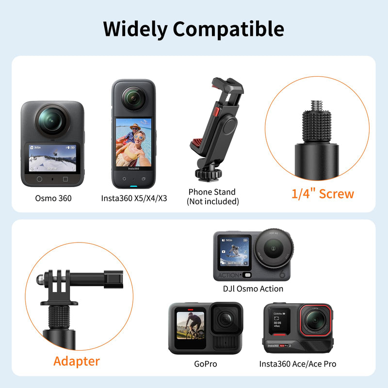 VRIG 160cm/63in Golf Monopod Invisible Selfie Stick w Ground Spike Stakes | Extended Pole for Insta360 X5/X4/X3,Luna Ultra,GoPro Hero 13,Mission 1 Pro,DJI OSMO Pocket 3/4,Action 6/5/4,AKASO 360