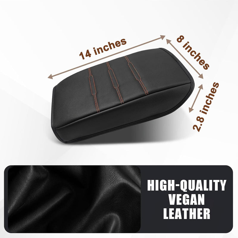 Muslogy Center Console Cover Compatible with 2023+ 2025 2026 Honda CR-V Accessories CRV Hybrid LX EX EX-L Sport Touring Armrest Cover Lid Cushion Protector Vegan Leather Extra Soft(Black/Orange Trim) 11) 23+ |CR-V| Black/Orange Stitching, Regular