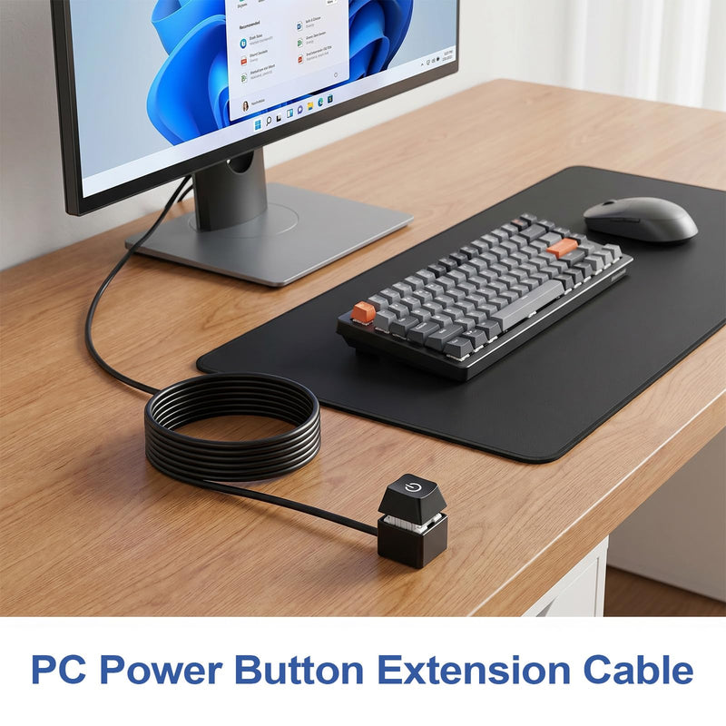 PC Power Button with 118" Cable, External PC Power Switch | Desktop Computer Power Switches Computer Power Switch LED on/off Switch PC Power Button Extension for Computer Motherboard