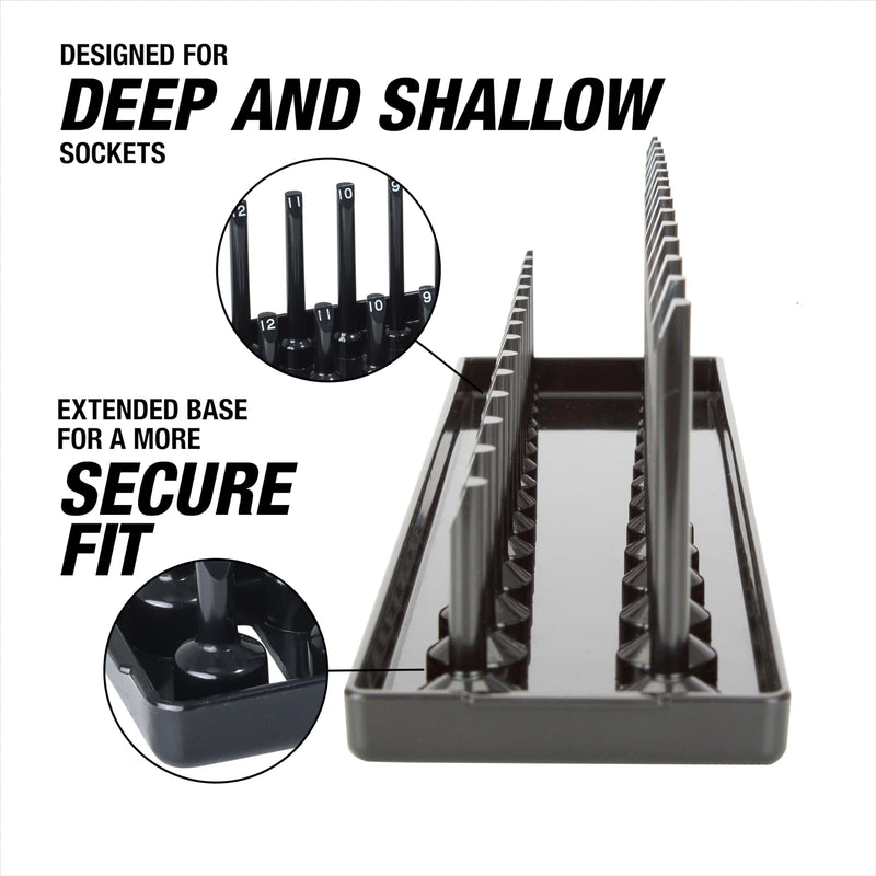 OEMTOOLS 22209 Metric 3/8 Inch Drive Socket Tray Organizer, Black 3/8" Metric