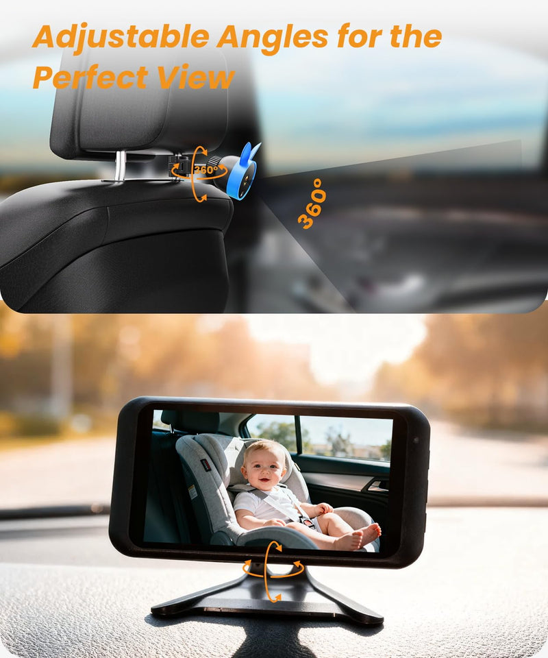 Babyvue BV2 USB Car Camera for Baby : 4.5" Car Seat Camera with 1080P Crystal Clear Mirror View, Easy Installation Carseat Rear Facing Moitor for Pet & Kids, HD IR Night Vision Backseat Monitor Blue