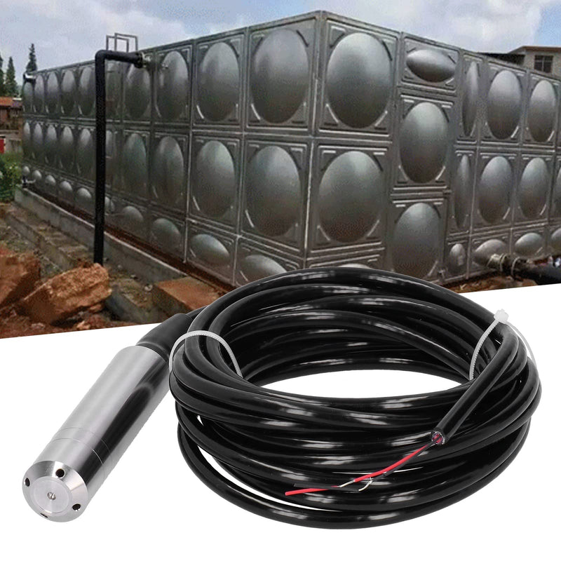 0-3m Liquid Level Transmitter, YB2JF 12-32VDC 4-20mA Level Sensor Throw in Type Water Level Transducer 304 Stainless Steel 5m Cable