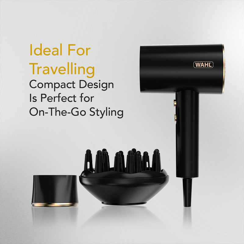 Wahl Ionic Flow Hair Dryer, Lightweight with Diffuser & Concentrator Nozzle