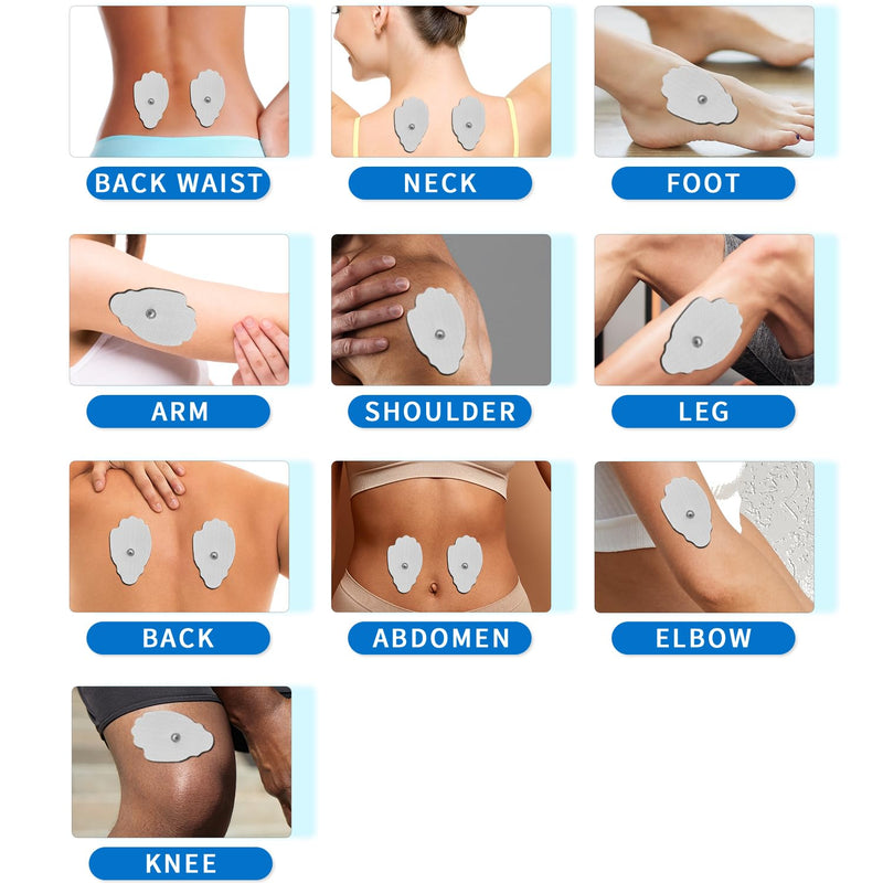 TENS Unit Replacement Pads 4X8", 40 Pcs Premium Quality Snap Replacement Electrodes for TENS and EMS Muscle Stimulator, Using 3.5mm Snap Connector