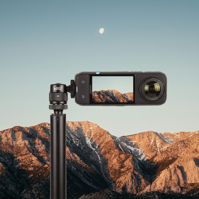 HSU Cold Shoe Mount Adapter, Aluminum 1/4”-20 Screw Hole 360° Rotation Camera Tripod Mount for Insta360 X4/X3/X2/X/RS/R/GoPro/Sony/DSLR Camera Flash and Other Cameras, Black